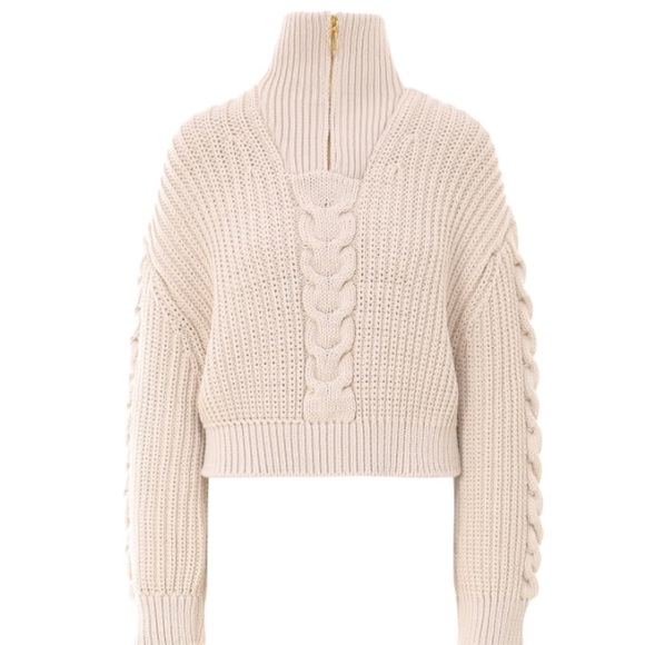 🦢 Nanushka Eria Cable Knit Zip Pullover Sweater 🦢 - Picture 3 of 14